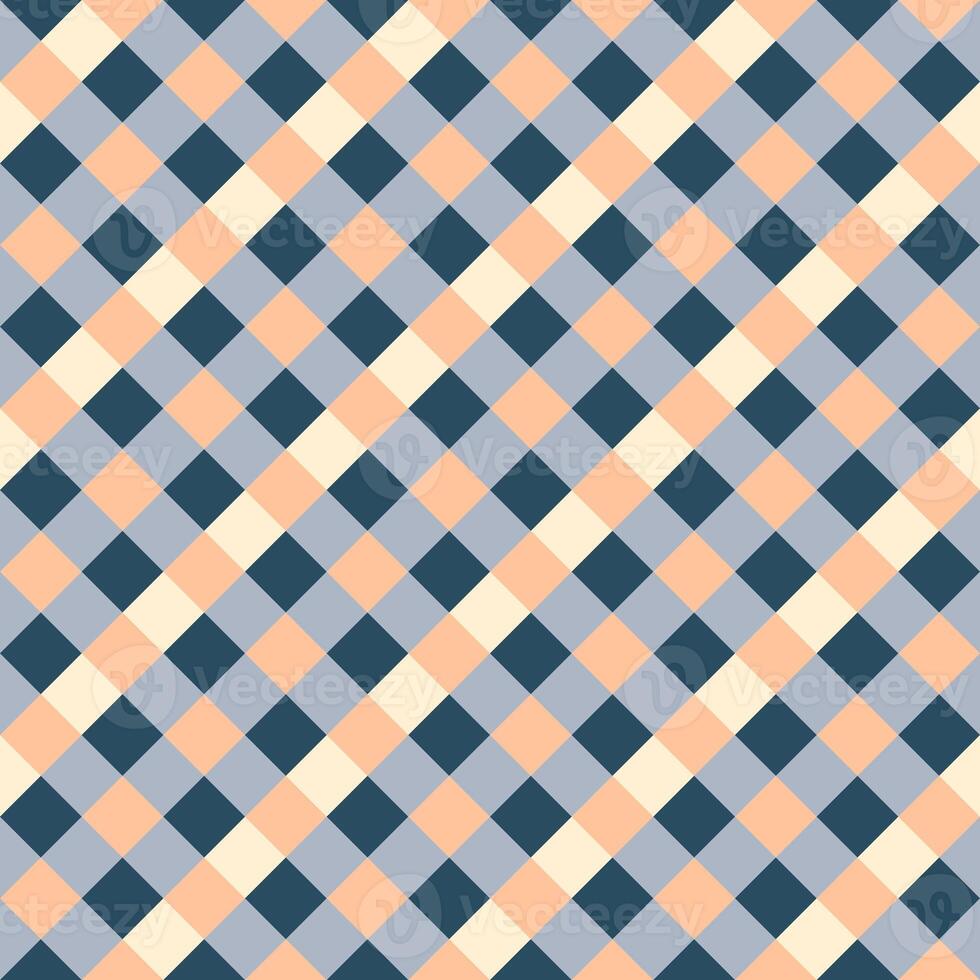 Peach Gray Raven Black Beige Seamless Diagonal French Checkered Pattern. Inclined Colorful Fabric Check Pattern Background. 45 degrees Classic Checker Pattern Design Texture. photo
