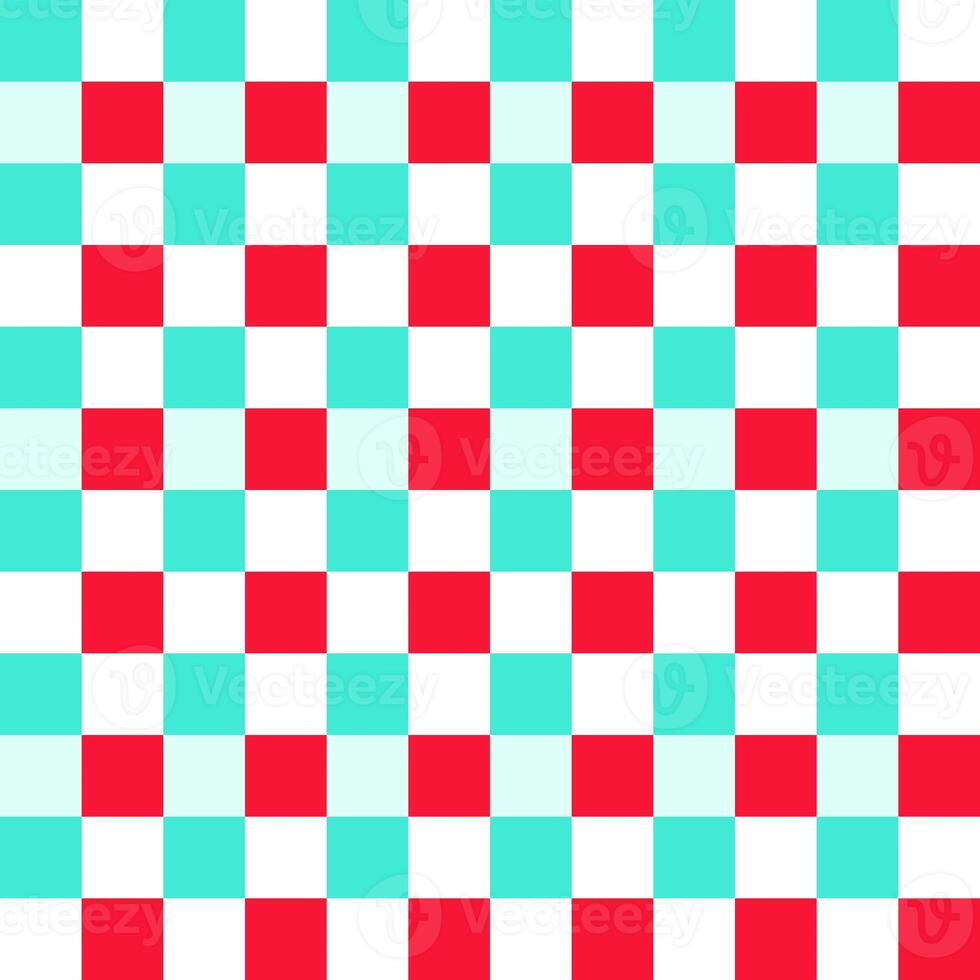 Red White Green Seamless French Checkered Pattern. Colorful Fabric Check Pattern Background. Classic Checker Pattern Design Texture. photo
