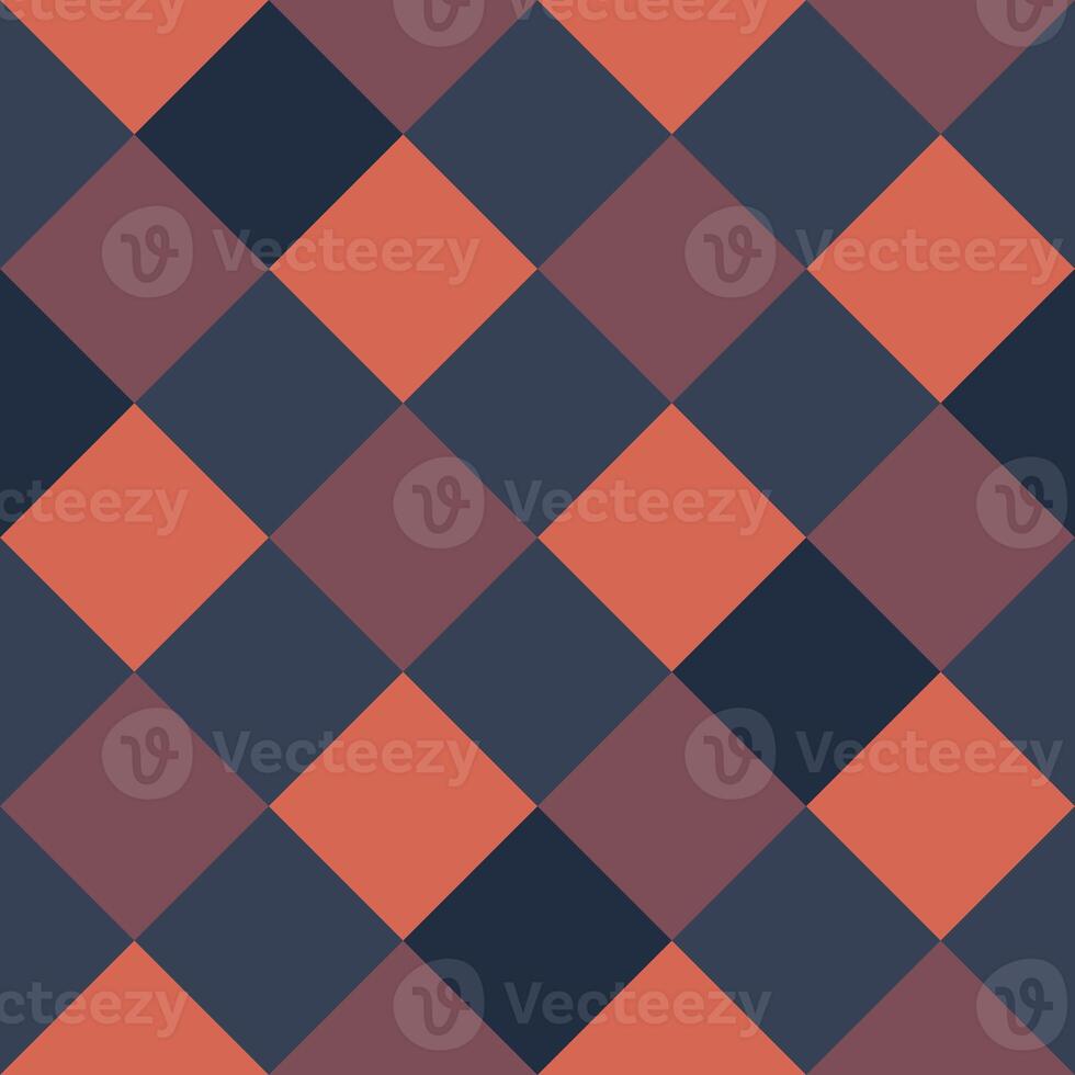 Orange Raven Black Large Diagonal Seamless French Checkered Pattern. Big Inclined Colorful Fabric Check Pattern Background. 45 degrees Classic Checker Pattern Design Texture. photo