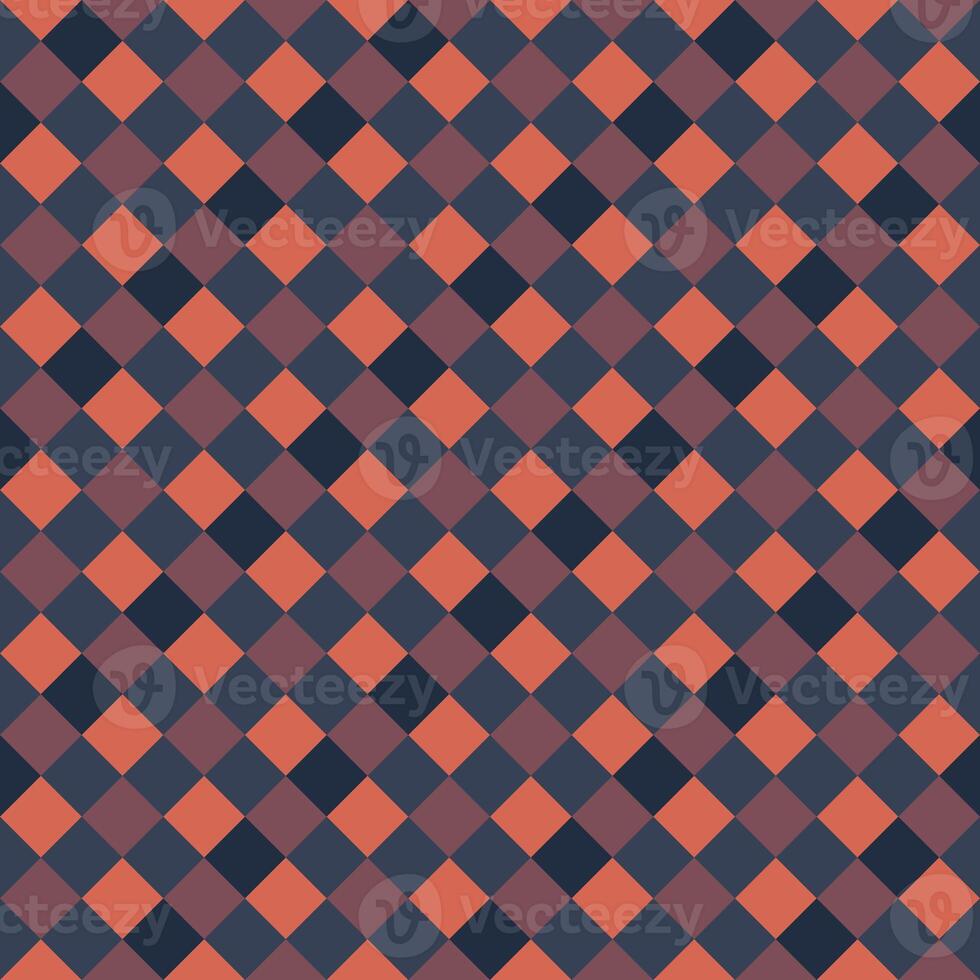 Orange Raven Black Seamless Diagonal French Checkered Pattern. Inclined Colorful Fabric Check Pattern Background. 45 degrees Classic Checker Pattern Design Texture. photo