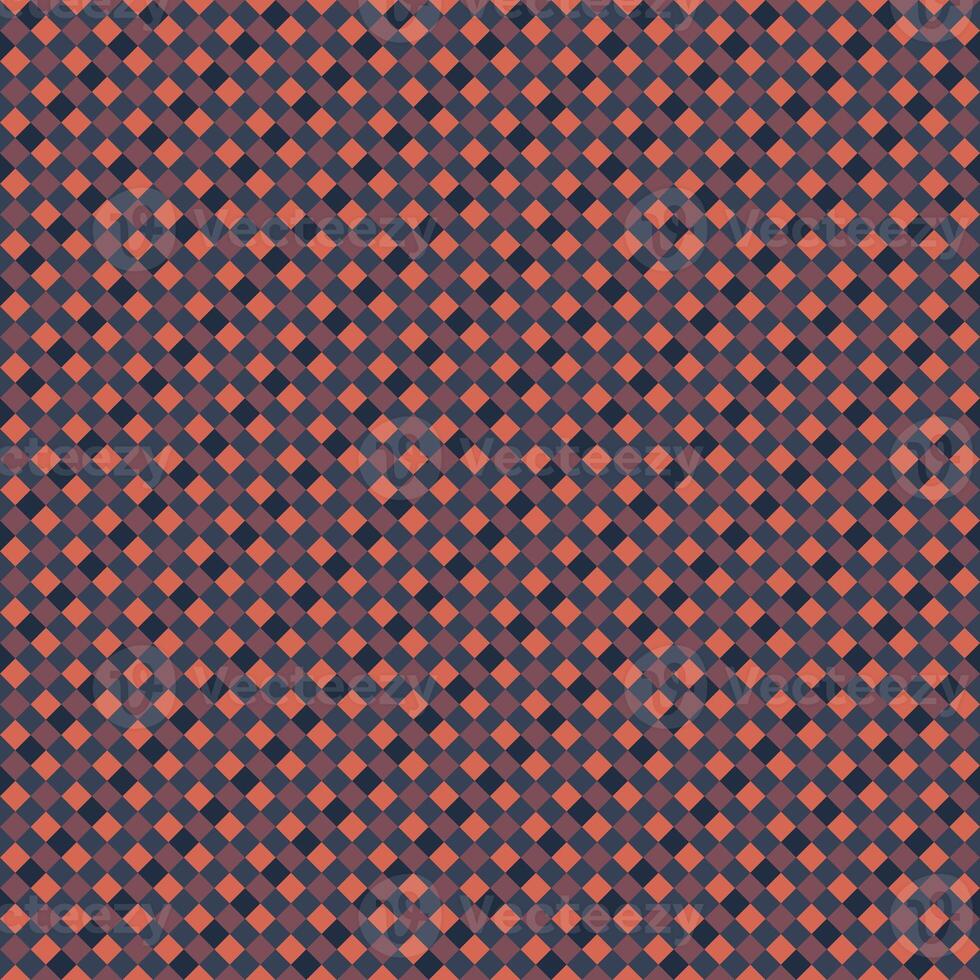 Orange Raven Black Seamless Small Diagonal French Checkered Pattern. Little Inclined Colorful Fabric Check Pattern Background. 45 degrees Classic Checker Pattern Design Texture. photo