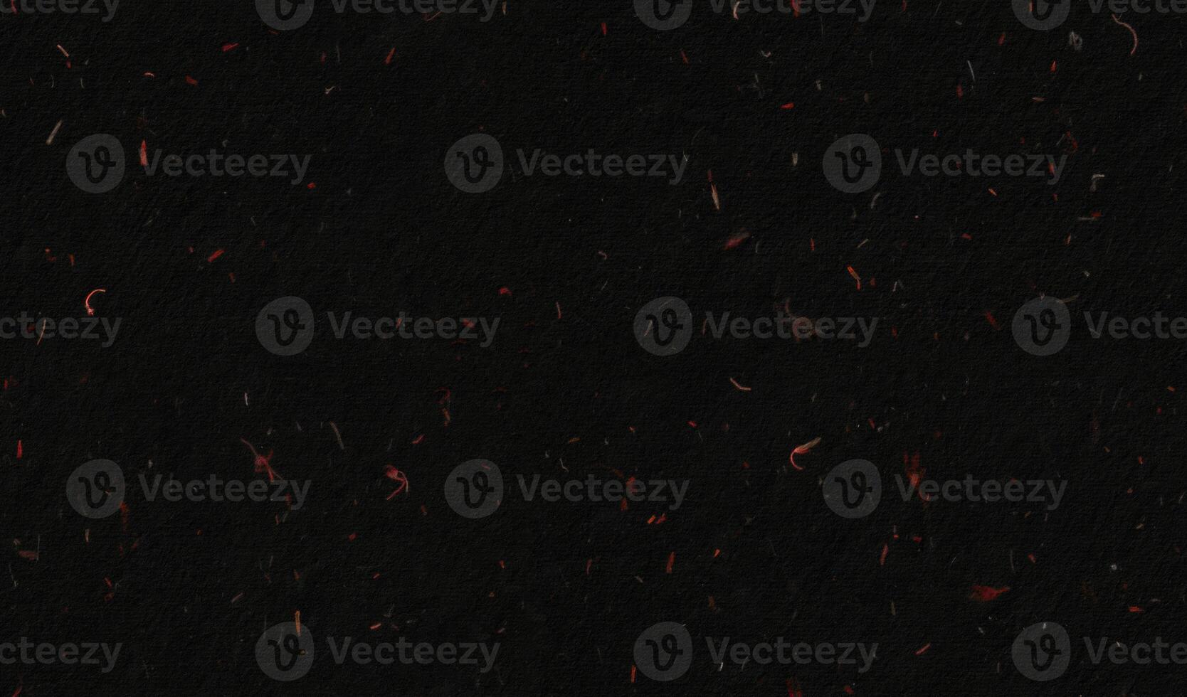 Handmade Rice Fibers Red Flowers Black Paper Texture for Scrapbook Background. Seamless Transition. photo