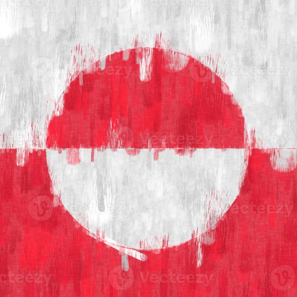 Greenland oil painting. Greenlandic emblem drawing canvas. A painted picture of a country's flag. photo
