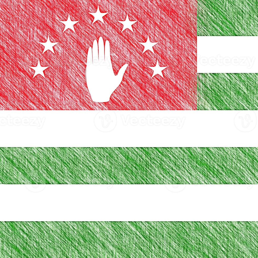 Abkhazia flag pencil painting picture. Abkhazia emblem shaded drawing canvas. photo