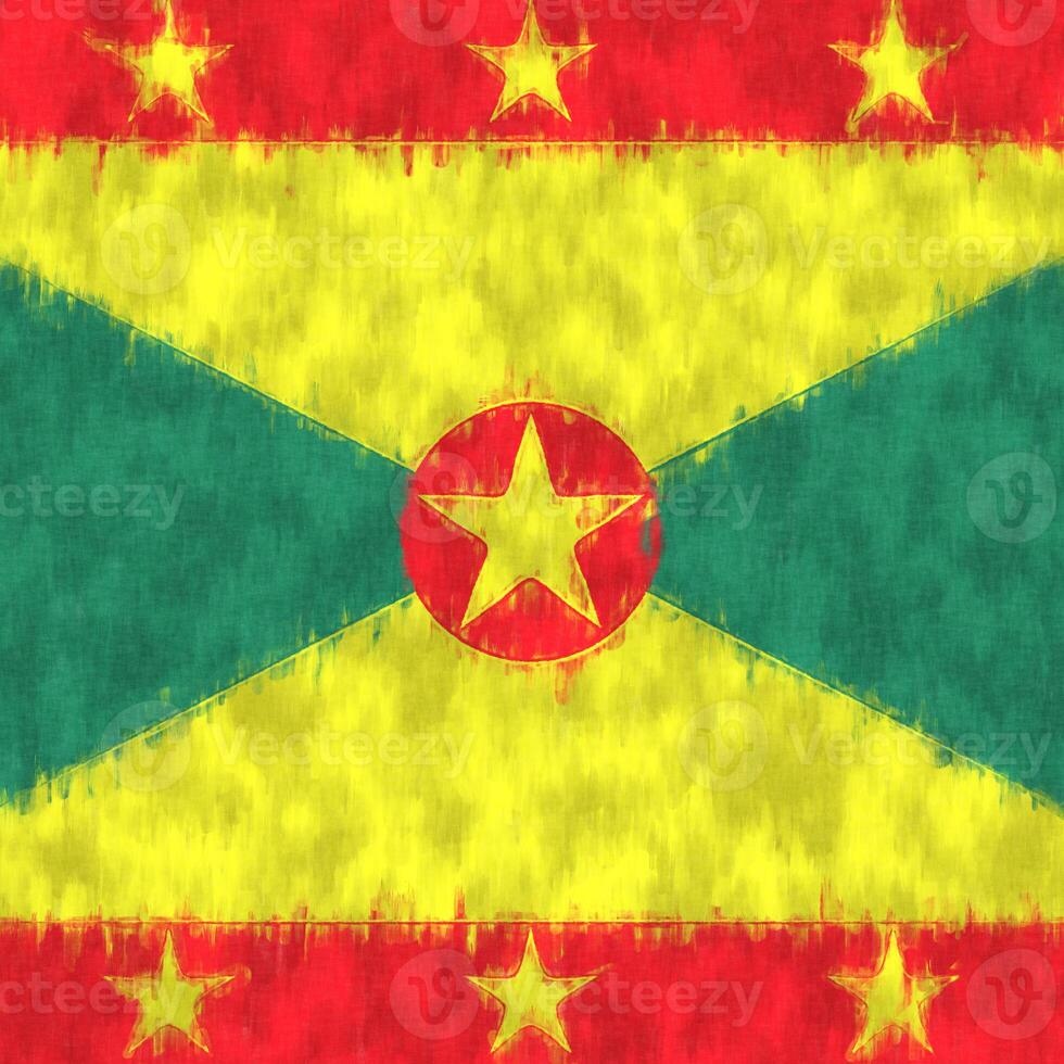 Grenada oil painting. Grenada emblem drawing canvas. A painted picture of a country's flag. photo
