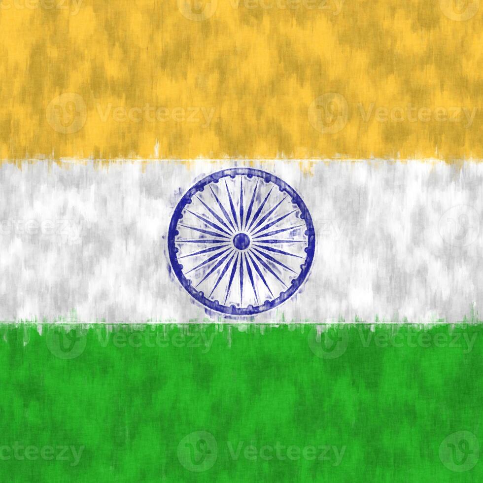 India oil painting. Indian emblem drawing canvas. A painted picture of a country's flag. photo