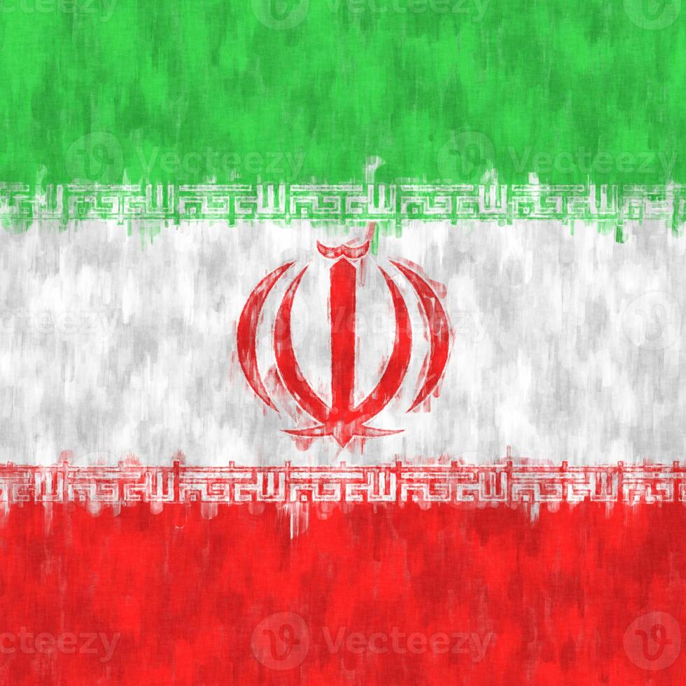 Iran oil painting. Iranian emblem drawing canvas. A painted picture of a country's flag. photo