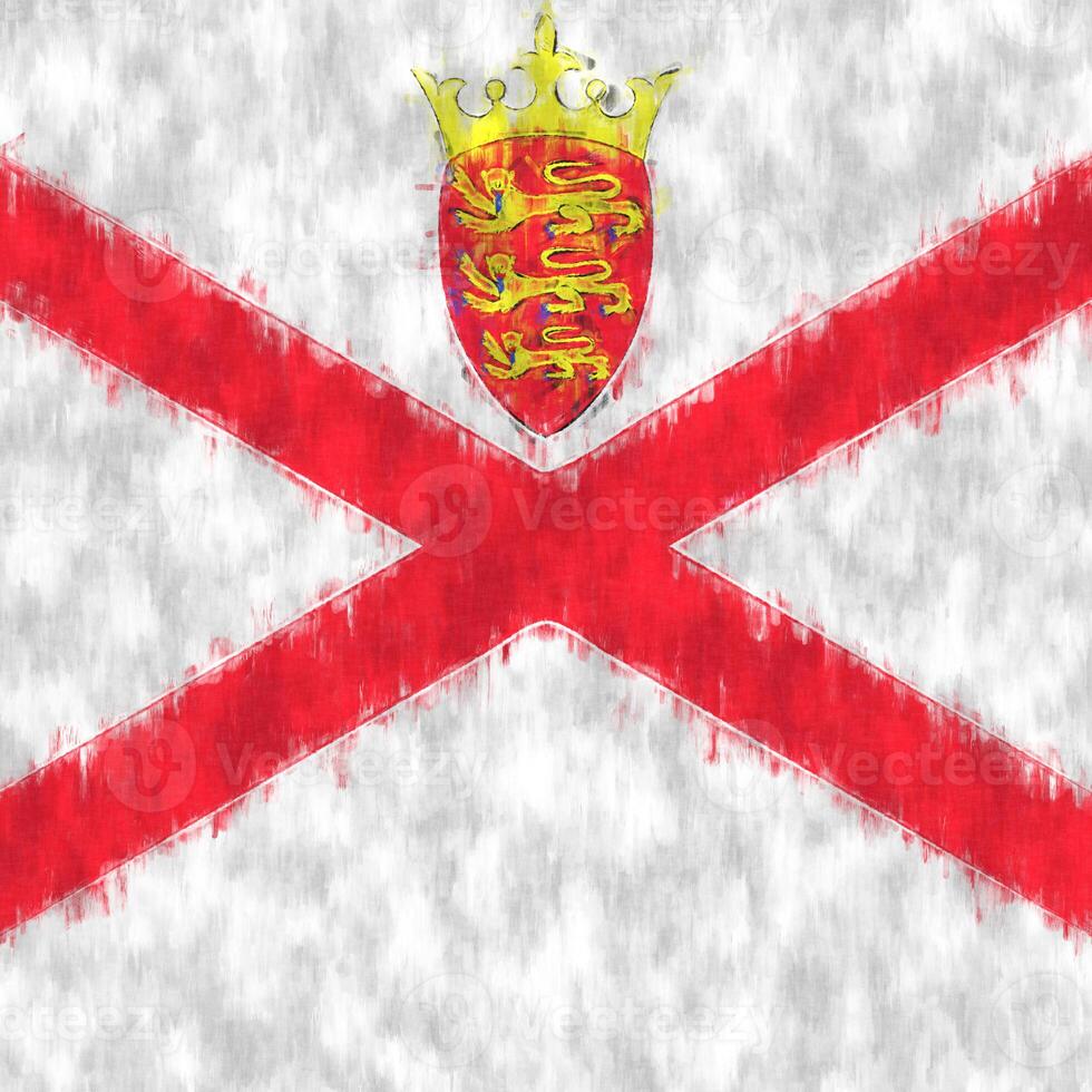 Jersey oil painting. Jersky emblem drawing canvas. A painted picture of a country's flag. photo