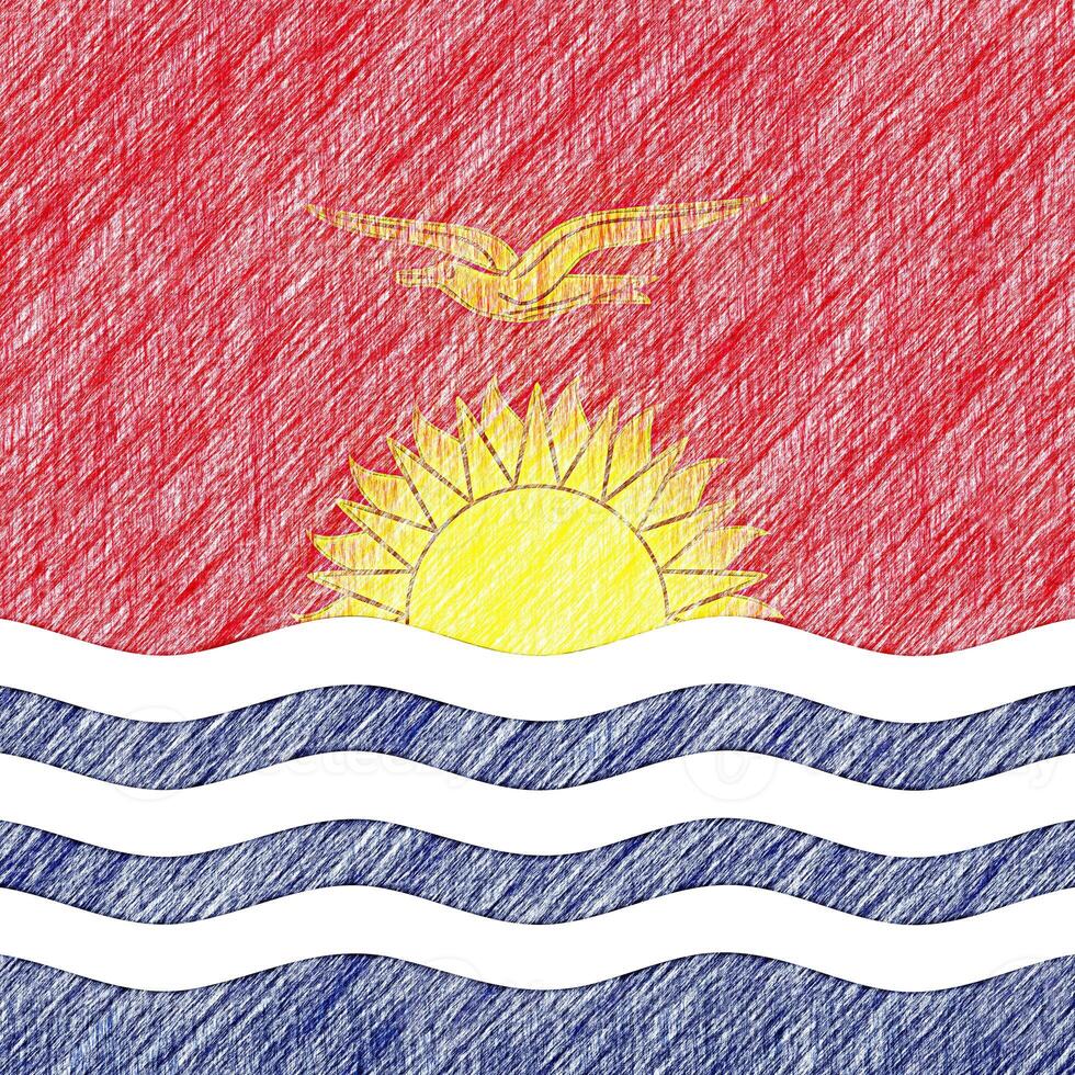 Kiribati flag pencil painting picture. Kiribat emblem shaded drawing canvas. photo