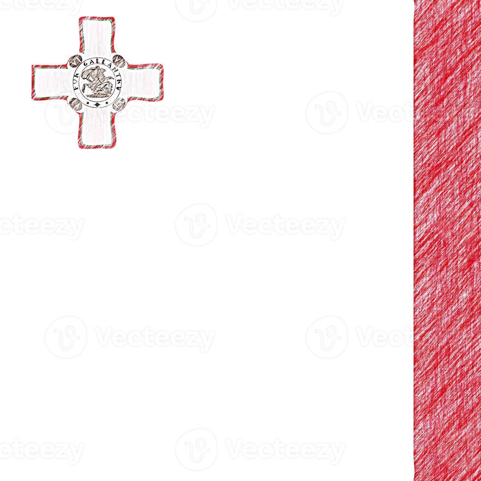 Malta flag pencil painting picture. Maltese emblem shaded drawing canvas. photo