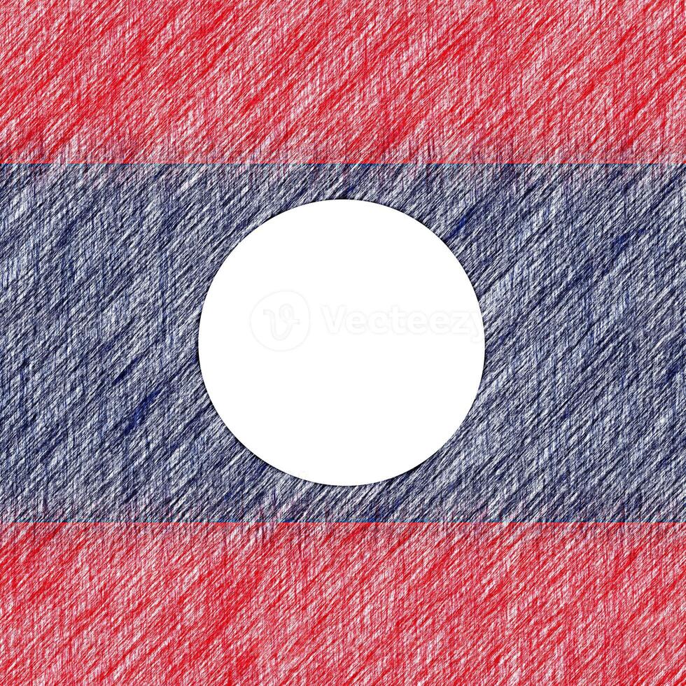Laos flag pencil painting picture. Laotian emblem shaded drawing canvas. photo