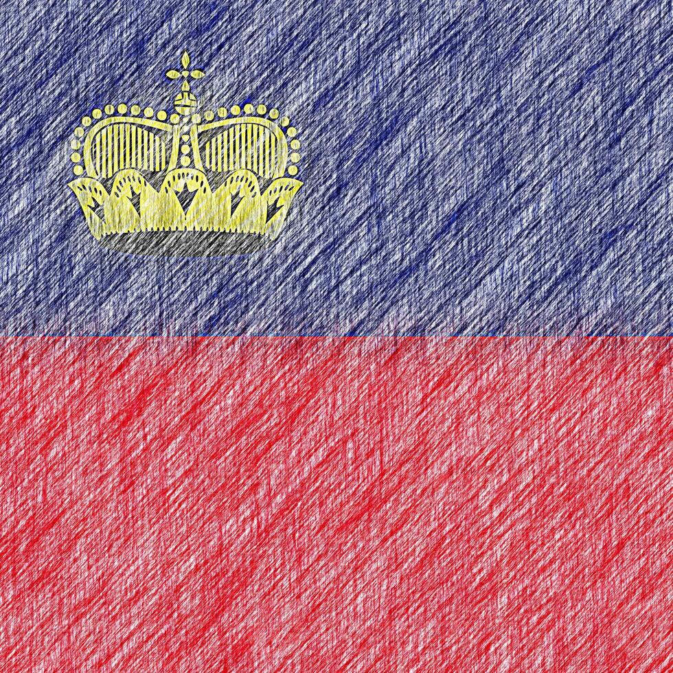 Liechtenstein flag pencil painting picture. Liechtenstein emblem shaded drawing canvas. photo