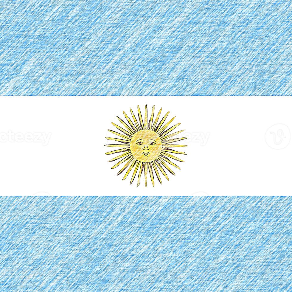 Argentina flag pencil painting picture. Argentinean emblem shaded drawing canvas. photo