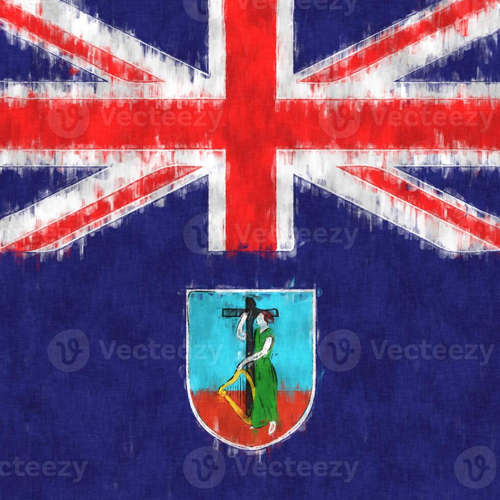 Monserrat oil painting. Monserrat emblem drawing canvas. A painted picture of a country's flag. photo