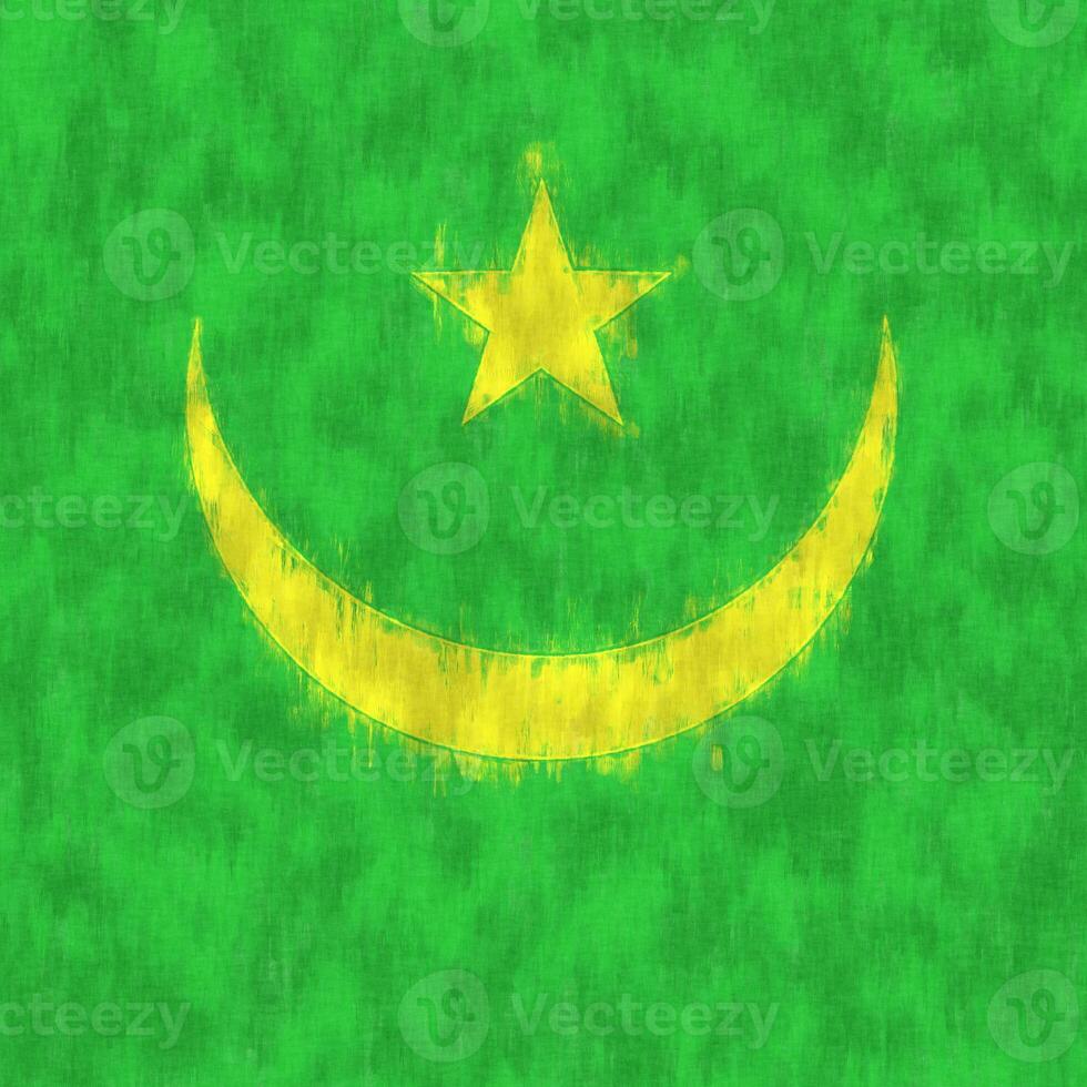 Mauritania oil painting. Mauritanian emblem drawing canvas. A painted picture of a country's flag. photo