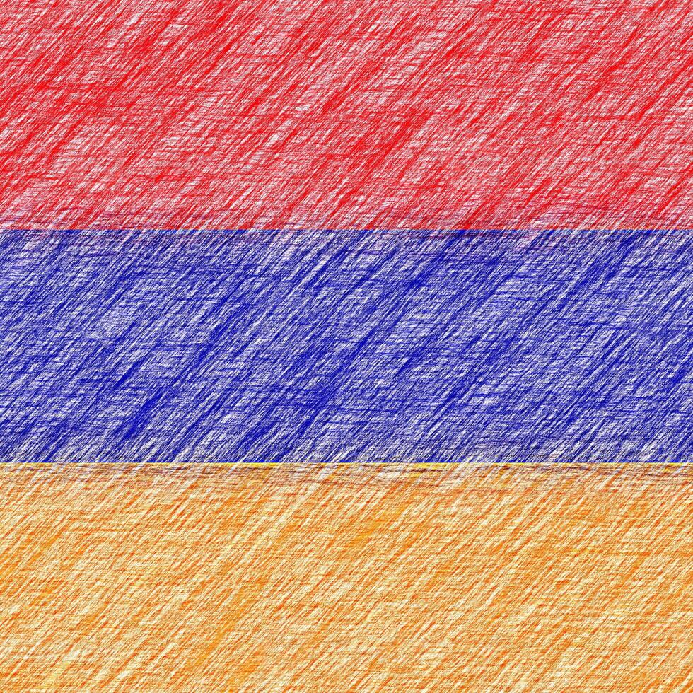 Armenia flag pencil painting picture. Armenian emblem shaded drawing canvas. photo
