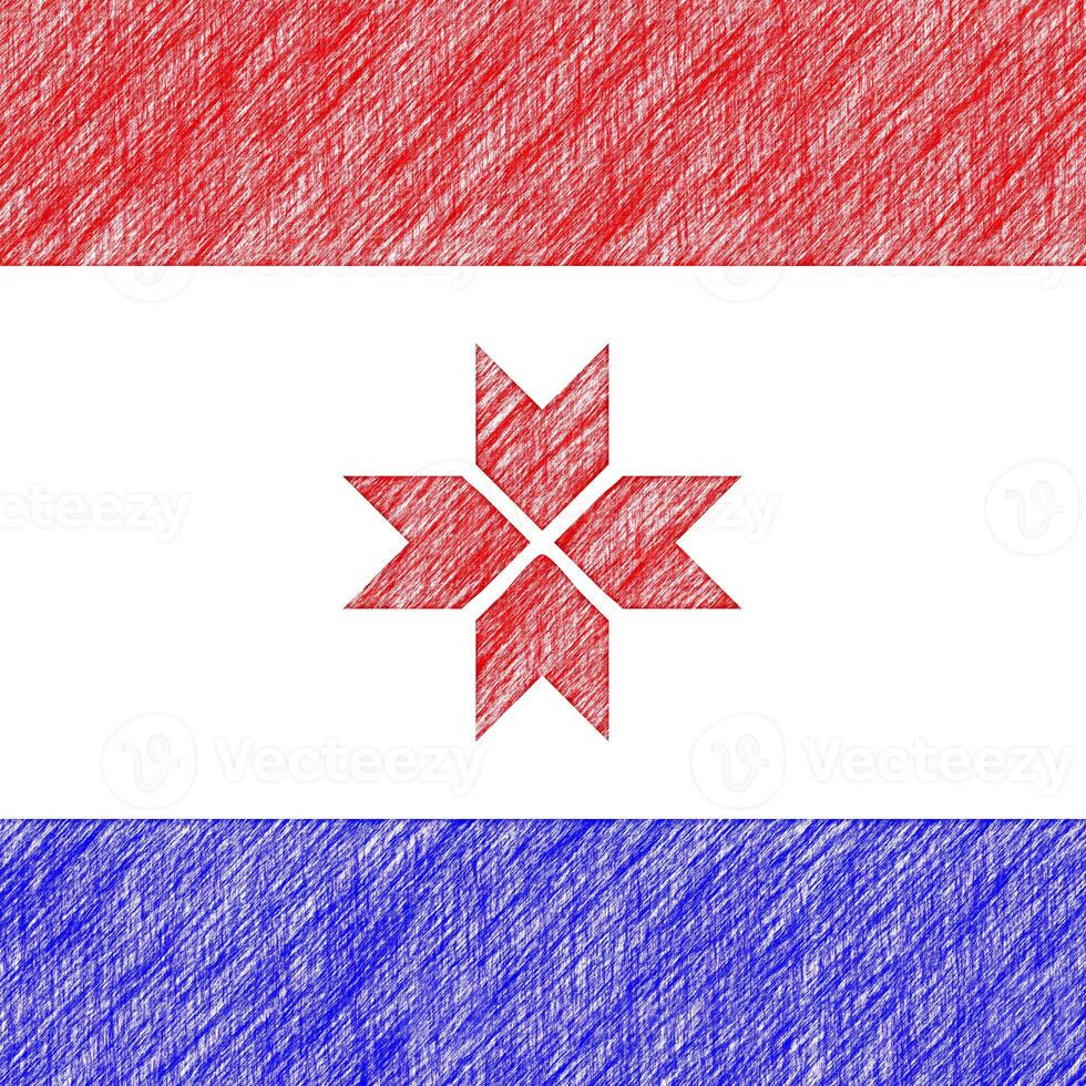 Mordovia flag pencil painting picture. Mordovian emblem shaded drawing canvas. photo