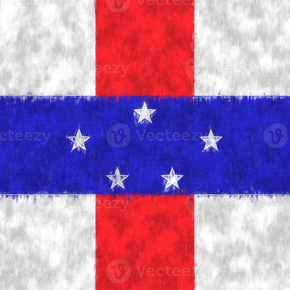 Netherlands Antilles oil painting. Netherlands Antilles emblem drawing canvas. A painted picture of a country's flag. photo