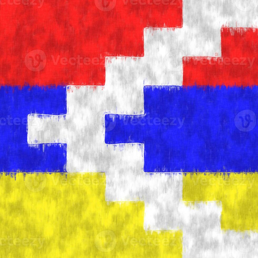 Nagorno Karabakh Republic oil painting. Nagorno Karabakh Republic emblem drawing canvas. A painted picture of a country's flag. photo