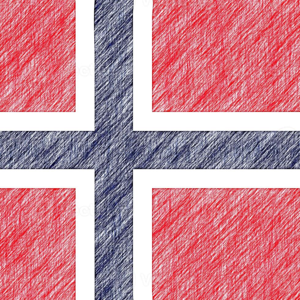 Norway flag pencil painting picture. Norwegian emblem shaded drawing canvas. photo