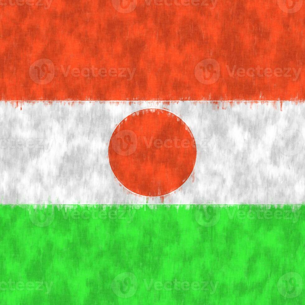 Niger oil painting. Niger emblem drawing canvas. A painted picture of a country's flag. photo