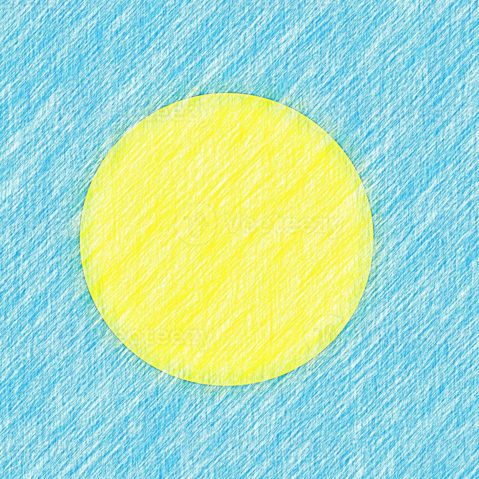 Palau flag pencil painting picture. Palauan emblem shaded drawing canvas. photo