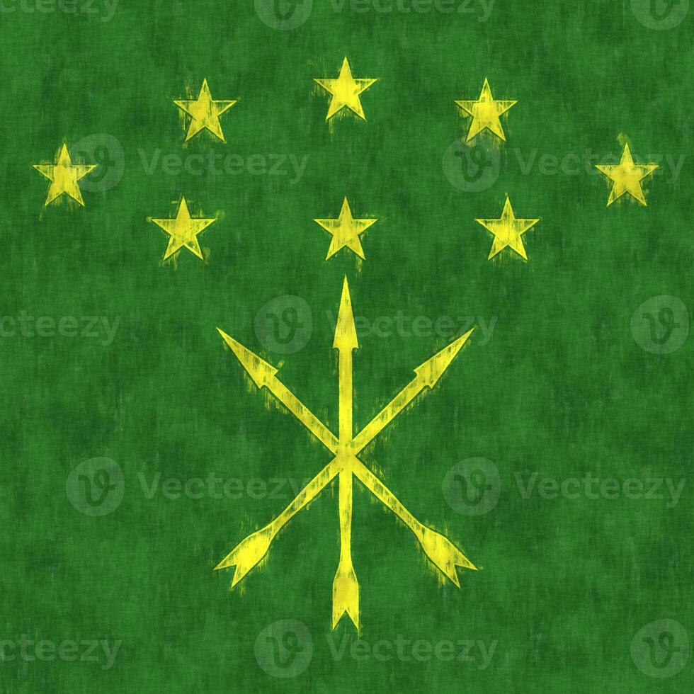 Adyghe oil painting. Adygea emblem drawing canvas. A painted picture of a country's flag. photo