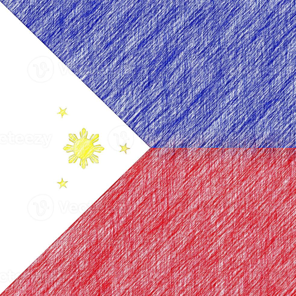 Philippines flag pencil painting picture. emblem shaded drawing canvas. photo