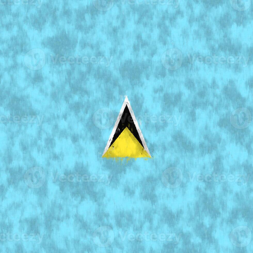 Saint Lucia oil painting. Saint Lucia emblem drawing canvas. A painted picture of a country's flag. photo