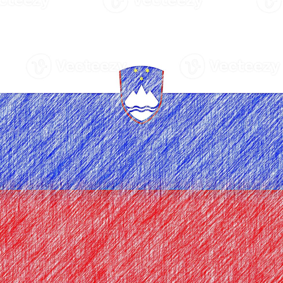 Slovenia flag pencil painting picture. Slovenian emblem shaded drawing canvas. photo