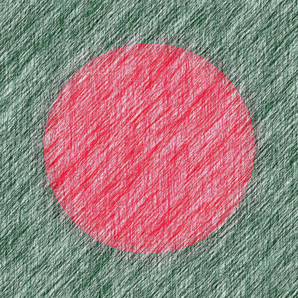 Bangladesh flag pencil painting picture. Bangladeshi emblem shaded drawing canvas. photo