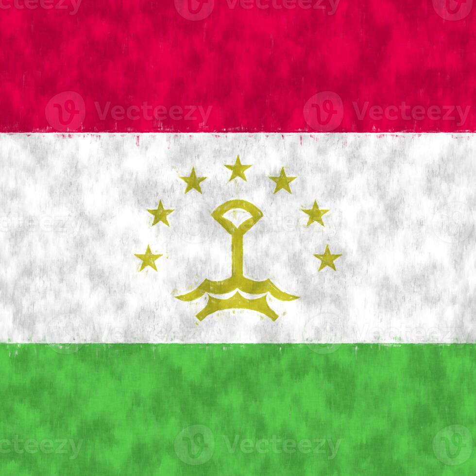 Tajikistan oil painting. Tajik emblem drawing canvas. A painted picture of a country's flag. photo