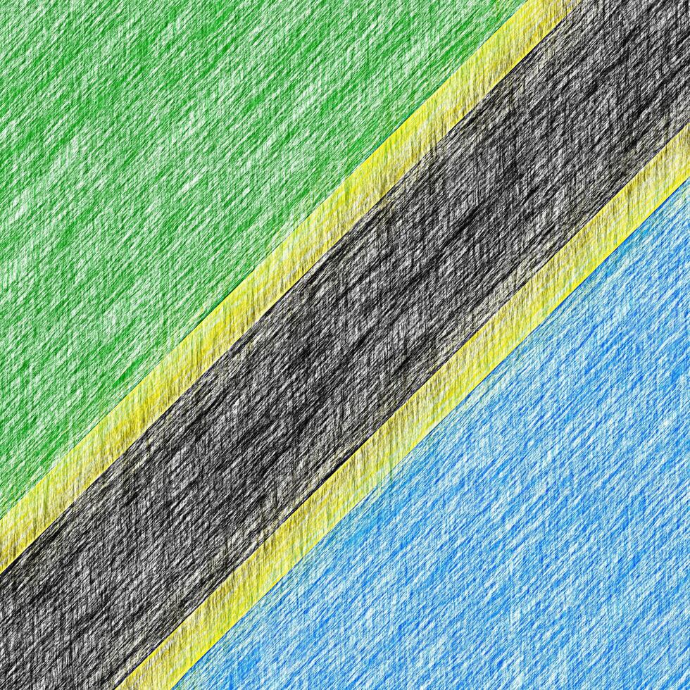Tanzania flag pencil painting picture. Tanzanian emblem shaded drawing canvas. photo