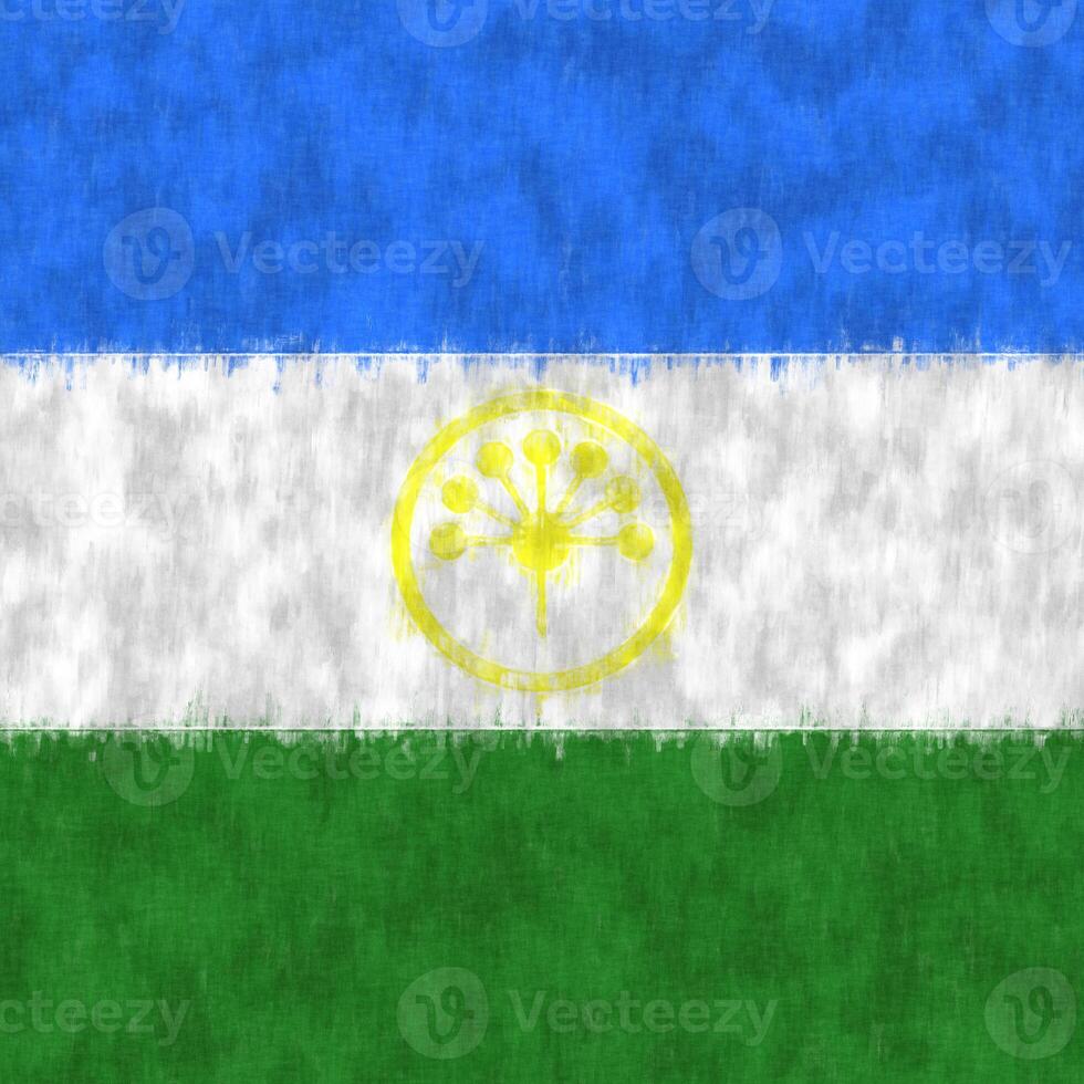 Bashkortostan oil painting. Bashkortostan emblem drawing canvas. A painted picture of a country's flag. photo