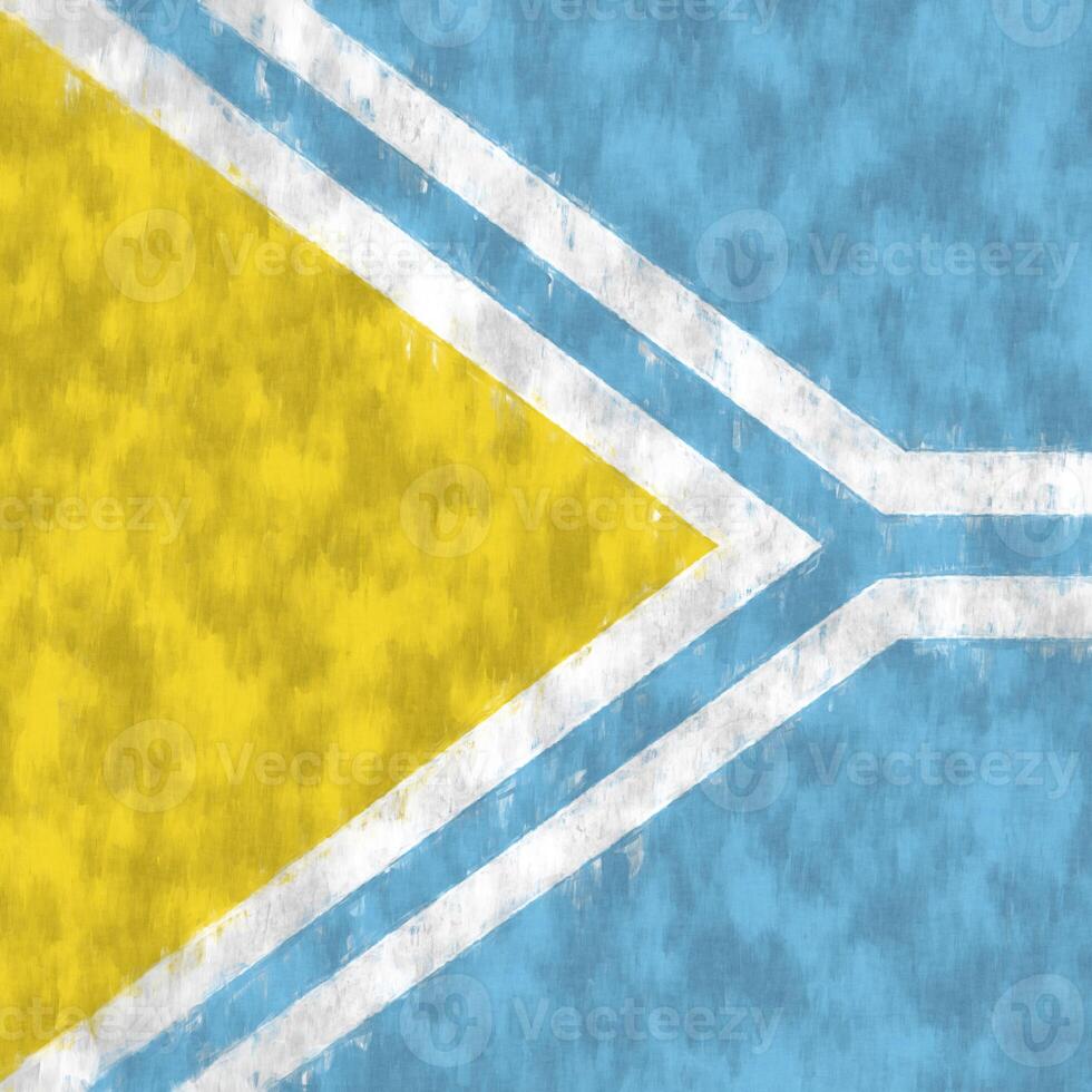Tuva oil painting. Tuva emblem drawing canvas. A painted picture of a country's flag. photo