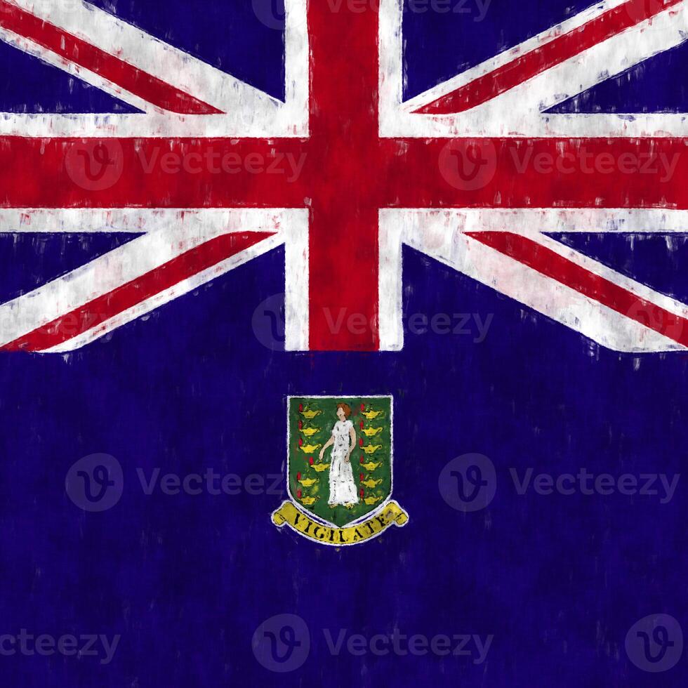 Virgin Islands UK oil painting. Virgin Islands UK emblem drawing canvas. A painted picture of a country's flag. photo