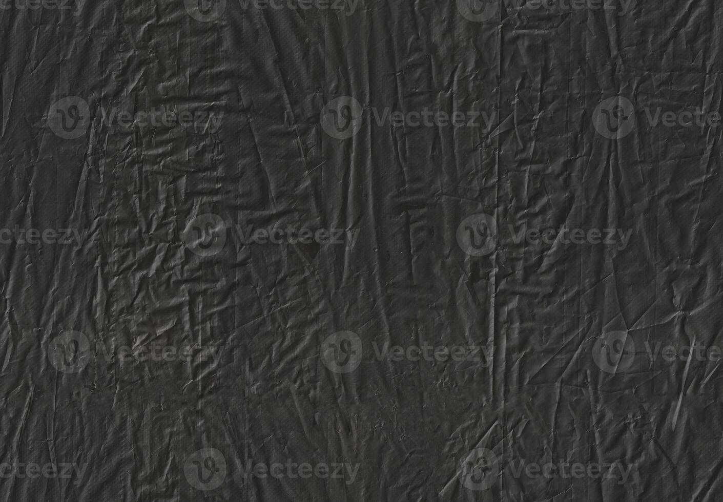 Seamless black crumple packaging pollution plastic bag texture background. photo