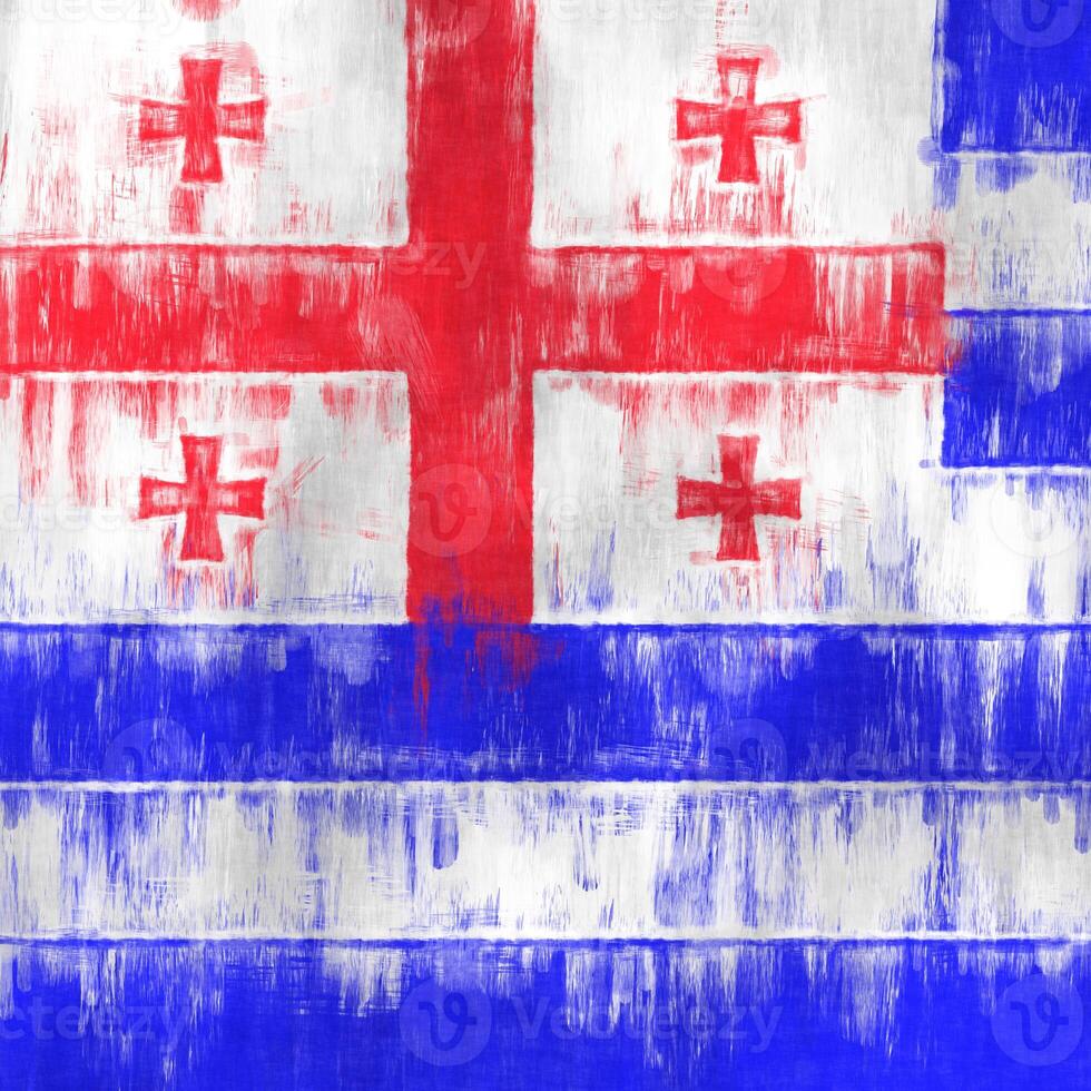 Ajaria oil painting. Adjarian emblem drawing canvas. A painted picture of a country's flag. photo