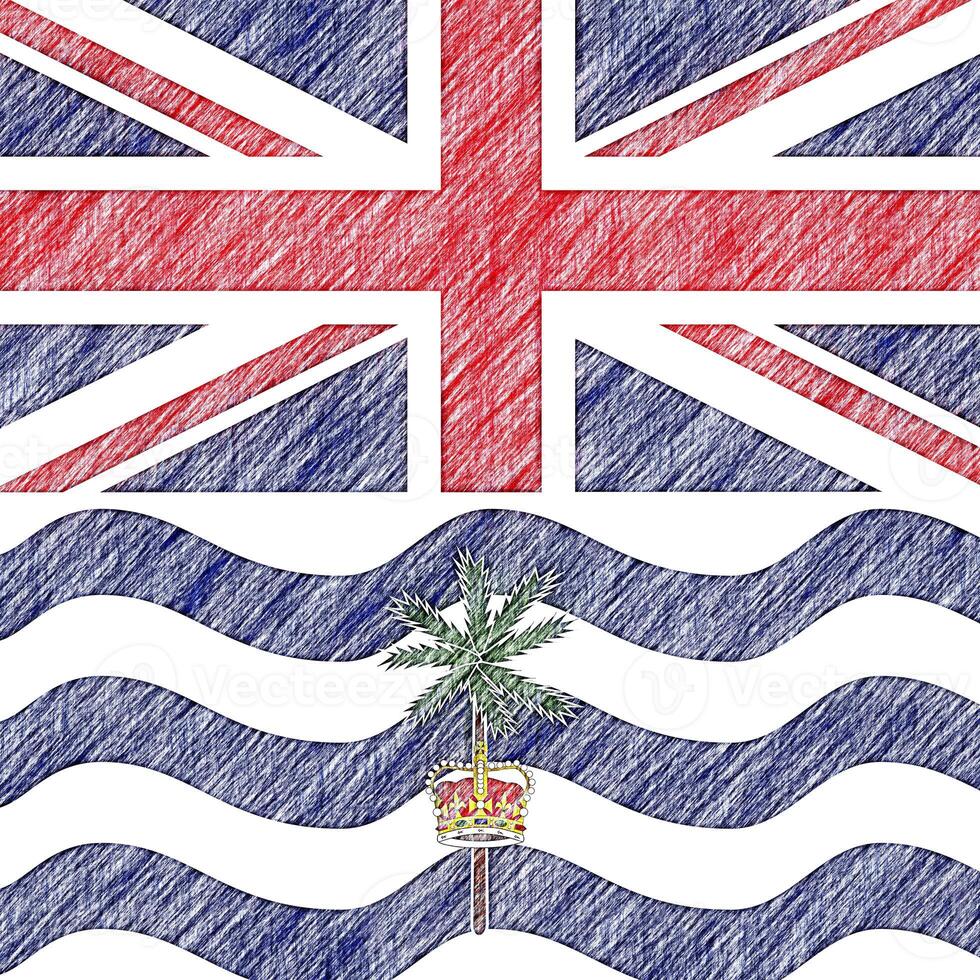 British Indian Ocean flag pencil painting picture. British Indian Ocean emblem shaded drawing canvas. photo