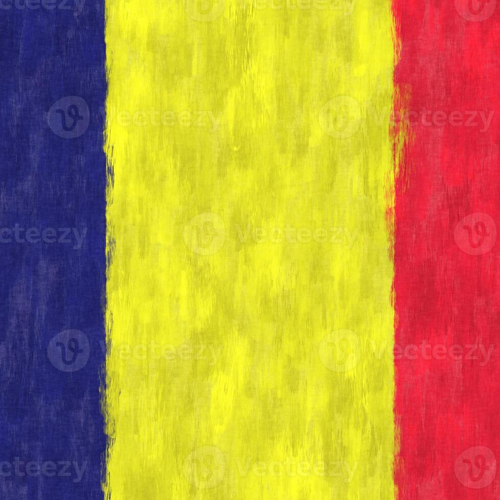 Chad oil painting. Chadic emblem drawing canvas. A painted picture of a country's flag. photo