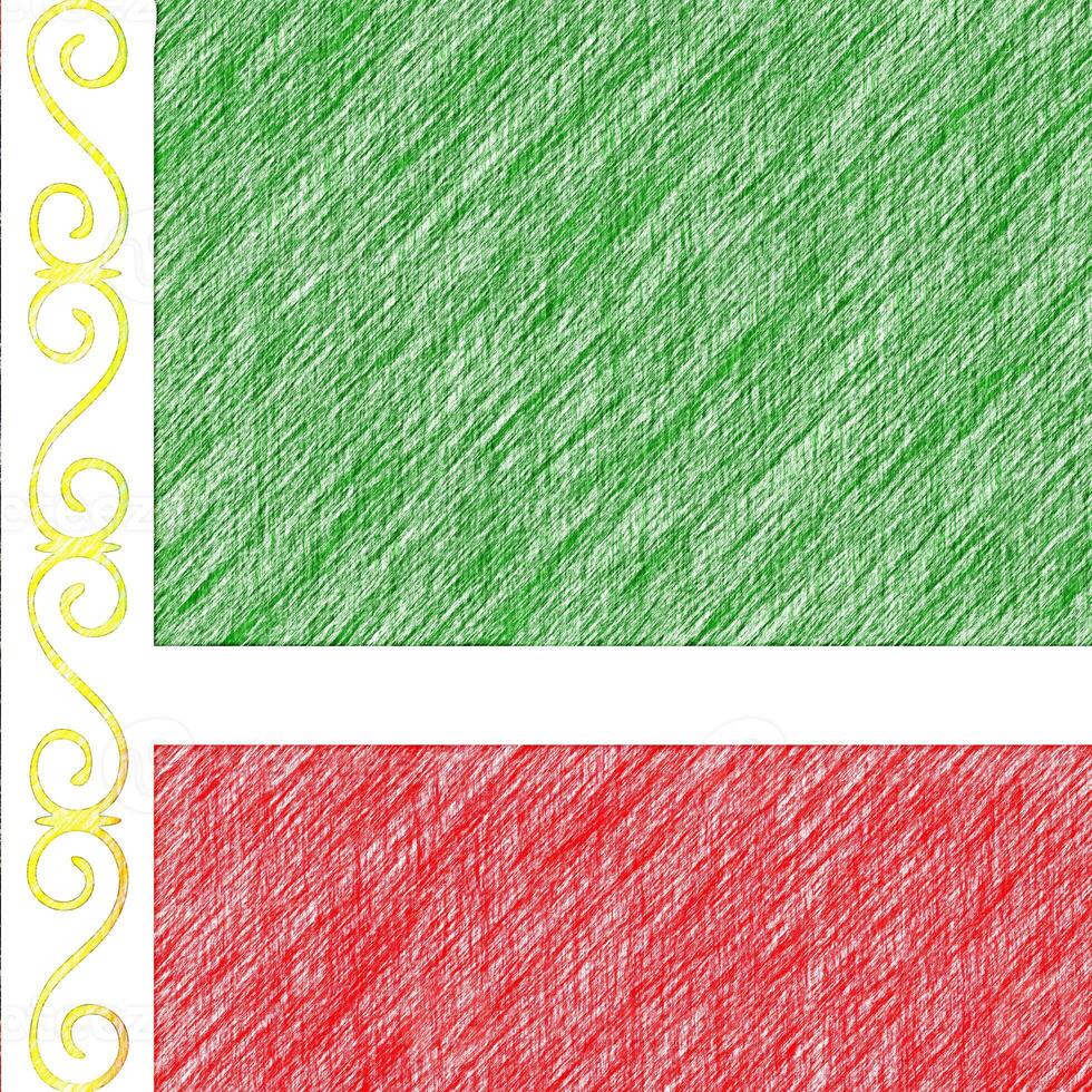Chechen Republic flag pencil painting picture. Chechen Republic emblem shaded drawing canvas. photo
