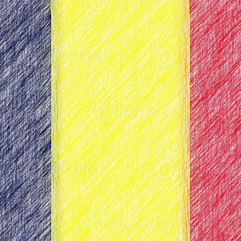 Chad flag pencil painting picture. Chadic emblem shaded drawing canvas. photo