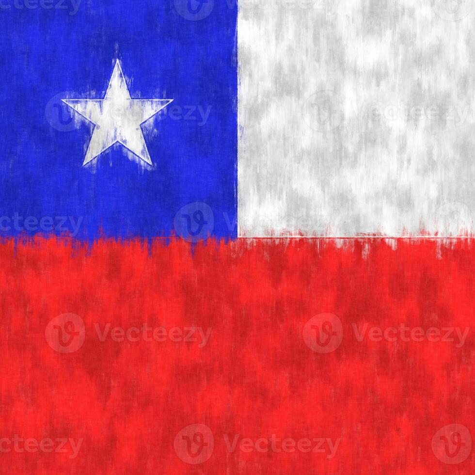 Chile oil painting. Chilean emblem drawing canvas. A painted picture of a country's flag. photo