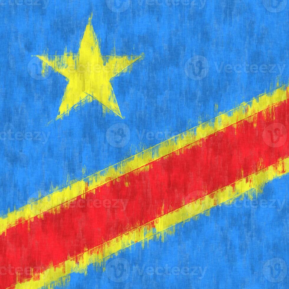 Democratic Republic of the Congo oil painting. Democratic Republic of the Congo emblem drawing canvas. A painted picture of a country's flag. photo