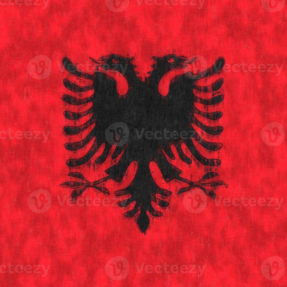 Albania oil painting. Albanian emblem drawing canvas. A painted picture of a country's flag. photo