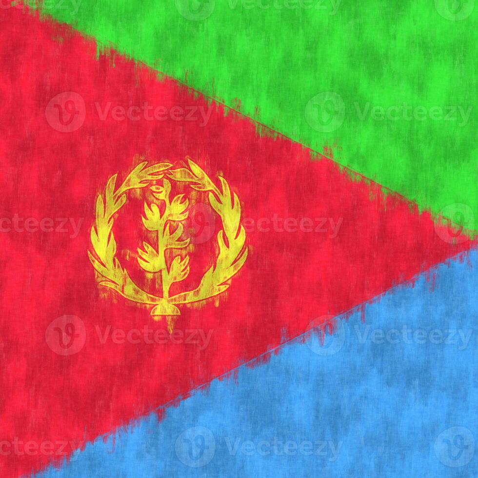 Eritrea oil painting. Eritrean emblem drawing canvas. A painted picture of a country's flag. photo