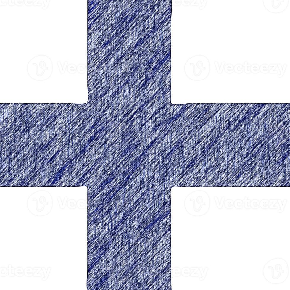 Finland flag pencil painting picture. Finnish emblem shaded drawing canvas. photo