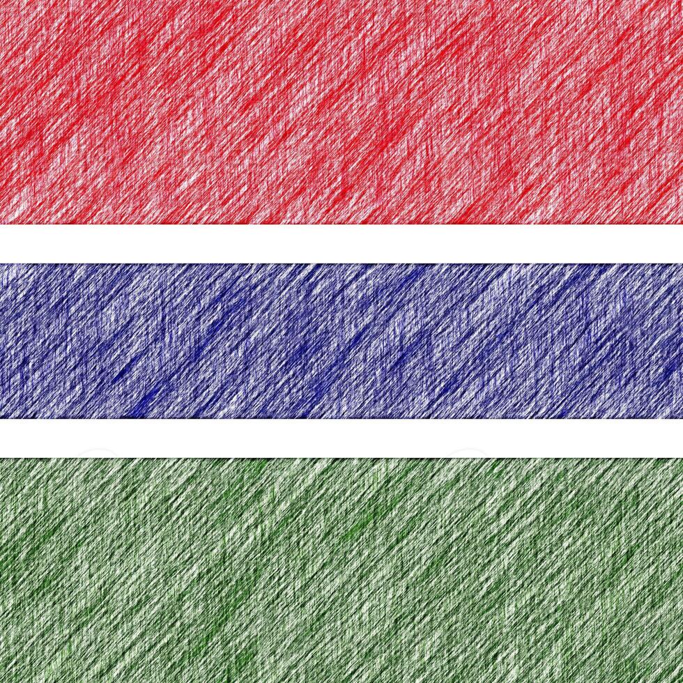 Gambia flag pencil painting picture. Gambian emblem shaded drawing canvas. photo