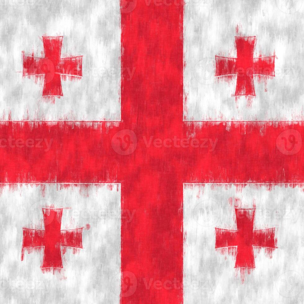 Georgia oil painting. Georgian emblem drawing canvas. A painted picture of a country's flag. photo