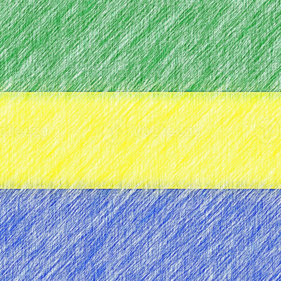 Gabon flag pencil painting picture. Gabonese emblem shaded drawing canvas. photo